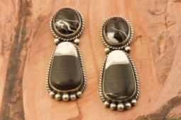 Genuine White Buffalo Turquoise Sterling Silver Navajo Earrings